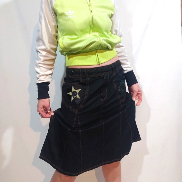 Skirt Streetwear Customized Patchwork Midi Detailed Zip Waist Belt Loop Black - Picture 3 of 15